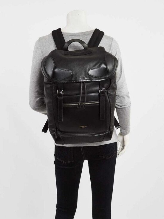 Givenchy Black Leather Drawstring Rider Backpack Bag